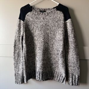 J. Crew Marled Shoulder Patch Knit Sweater Wool Mohair Women Medium Gray Preppy